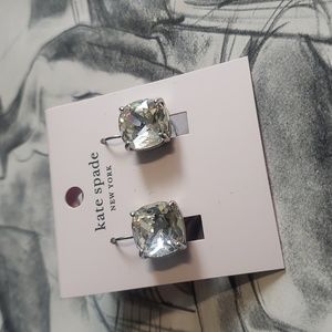 Kate spade clear sparkly dangle earrings rhinestone leverback silver